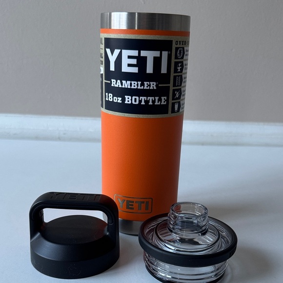 NEW YETI Rambler 18 oz Bottle in King Crap Orange in chug cap - Picture 4 of 10